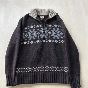 Sonoma Life + Style Sweater Mens Small Brown 1/4 Zip Mock Neck Fair Isle Knit